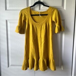 Vintage Free People Light Sweater Dress Mustard Yellow Size Medium